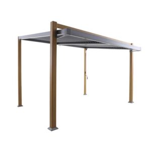 Anlehnende bioklimatische Pergola Odyssea NATERIAL aus grauem Aluminium, 10,39 m²