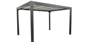 Motorisierte bioklimatische Aluminium-Pergola Ménéa 4 × 3 m in Grau RAL 2900 mit LED – GREEN OUTSIDE